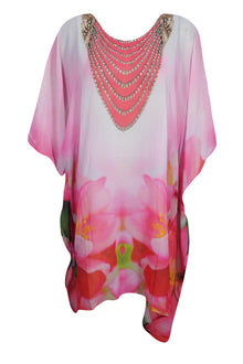  Kaftan Dress, Maternity Kaftan, Jewel Pink Floral Dresses, size