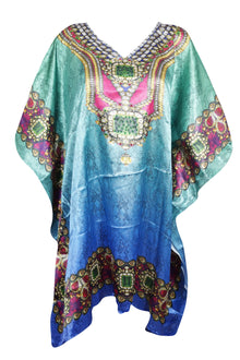  Kaftan Dress, Caftan, Teal Blue Beach Cover Up, Size