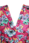 Tunic Caftan Dress, Pink Floral Printed Kaftan Dresses, L-XL