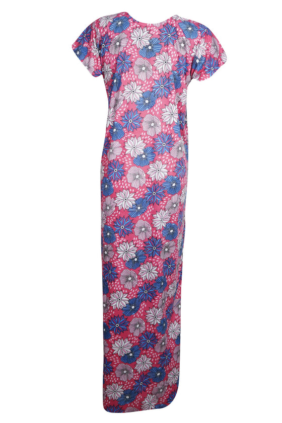 Maxi Dress, Caftan, Boho Pink Floral Nightgown, Maxidress, L