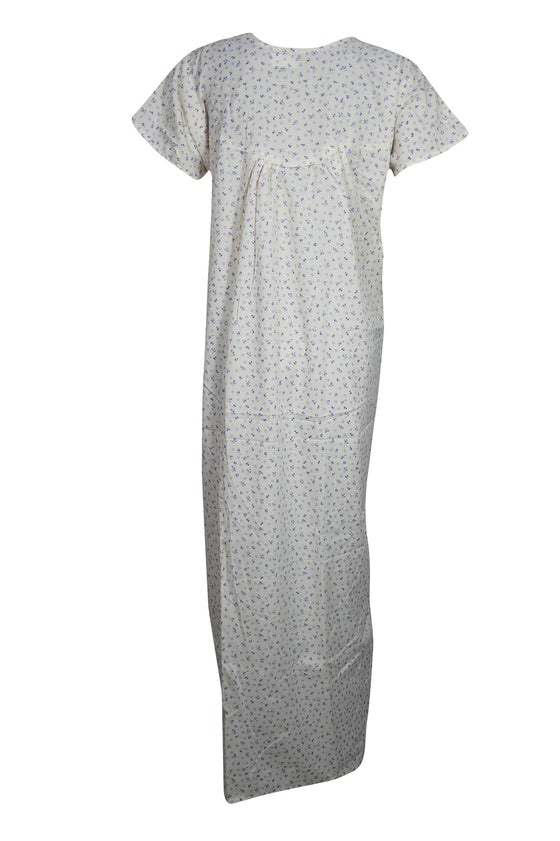 White Maxi Dress, Floral Printed Kaftan, Boho Fashion XL