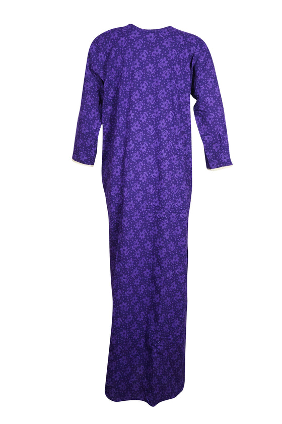 Maxi Dress, Kaftan, Purple Nightgown, Housedress, Long Sleeves L/XL