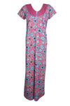 Maxi Dress, Lounger, Patio dress, Boho Pink Blue M