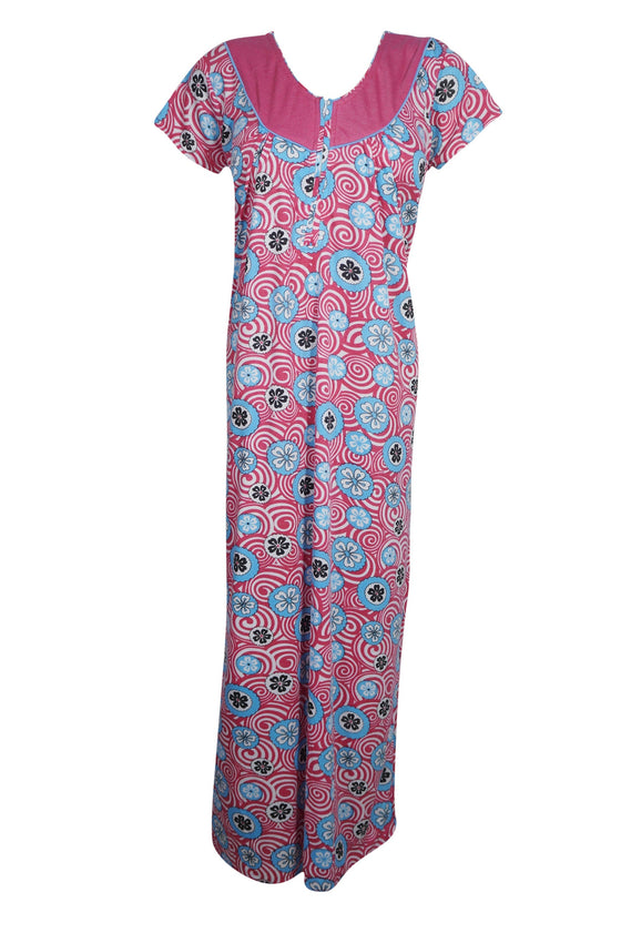 Maxi Dress, Lounger, Patio dress, Boho Pink Blue M