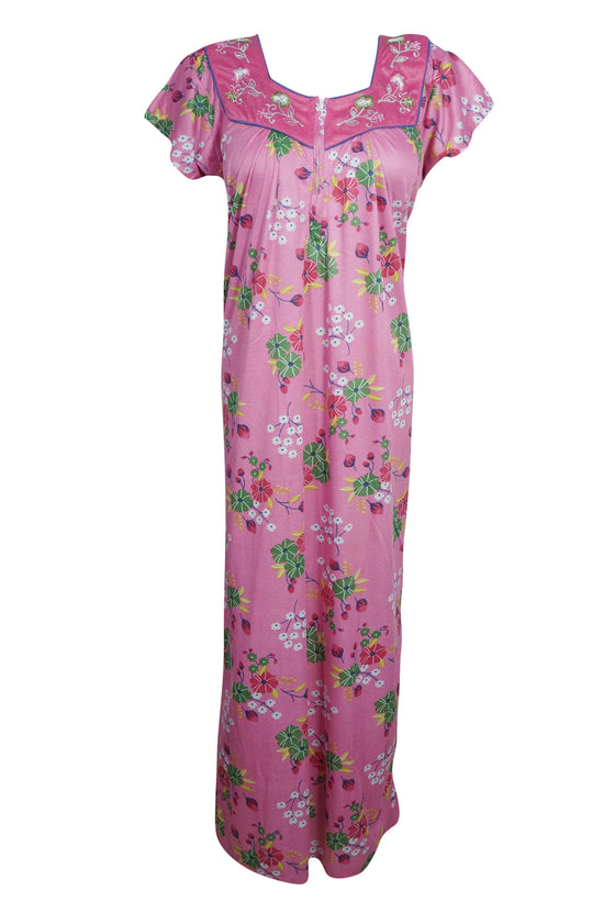 Maxi Dress, Pink Floral Maternity Dress, Sleepwear Dresses, M