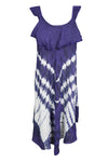 tank Dress,Purple Tie Dye Beach Dress, Ruffled Flared S/M