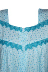 Maxi Kaftan Nightgown Dress, Lounger, Light Blue Print L