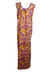 Womans Nightgown Caftan Dress, Sleeveless, Lounger, Purple Yellow Cotton Nighty L