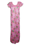 Maxi Dress, Pink Floral Nightdress, Baby Pink Jersey Nightgown M