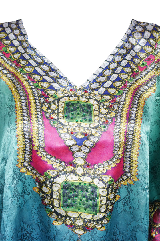 Kaftan for Women Caftan Teal Blue Beach Cover Up, Size