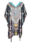 Kaftan, Tunic Dress, Black Pink Designer Caftan XL