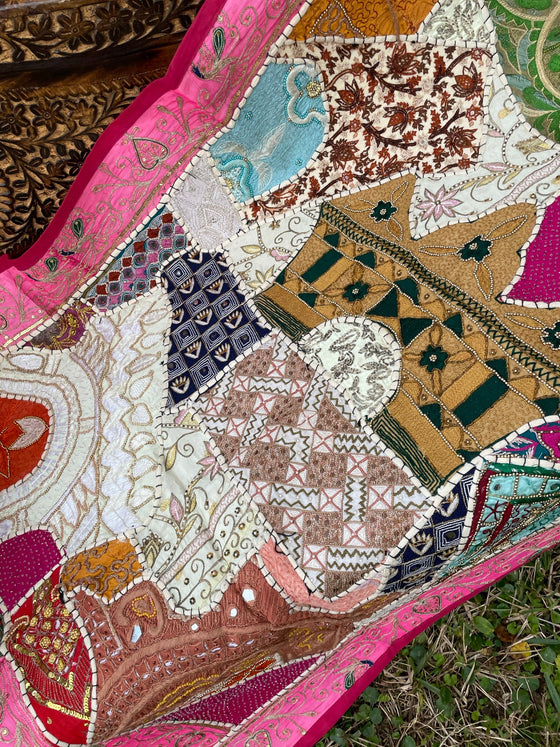 Indian Rhapsody, Wall Decor, Wall Hanging Tapestry, Pink Vintage