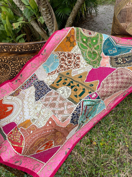 Indian Rhapsody, Wall Decor, Wall Hanging Tapestry, Pink Vintage