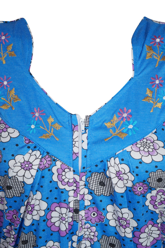 Caftan Maxi Dress, Caftan, Boho Blue White Floral M