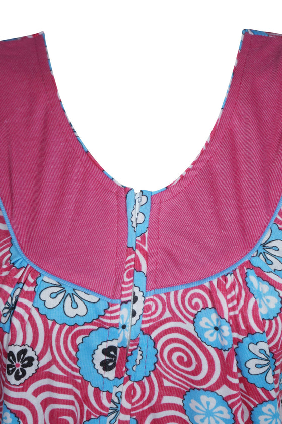 Maxi Dress, Lounger, Patio dress, Boho Pink Blue M