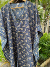 Kaftan Dresses, Butter Silk Tunic Caftan, Dark Blue L-3XL