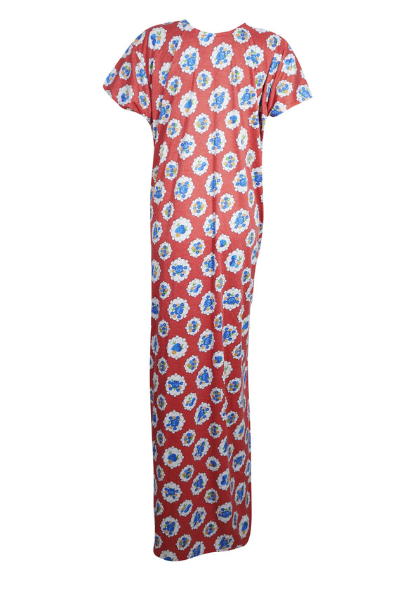 Caftan Maxi Dress, Caftan, Boho Red Blue Floral XL
