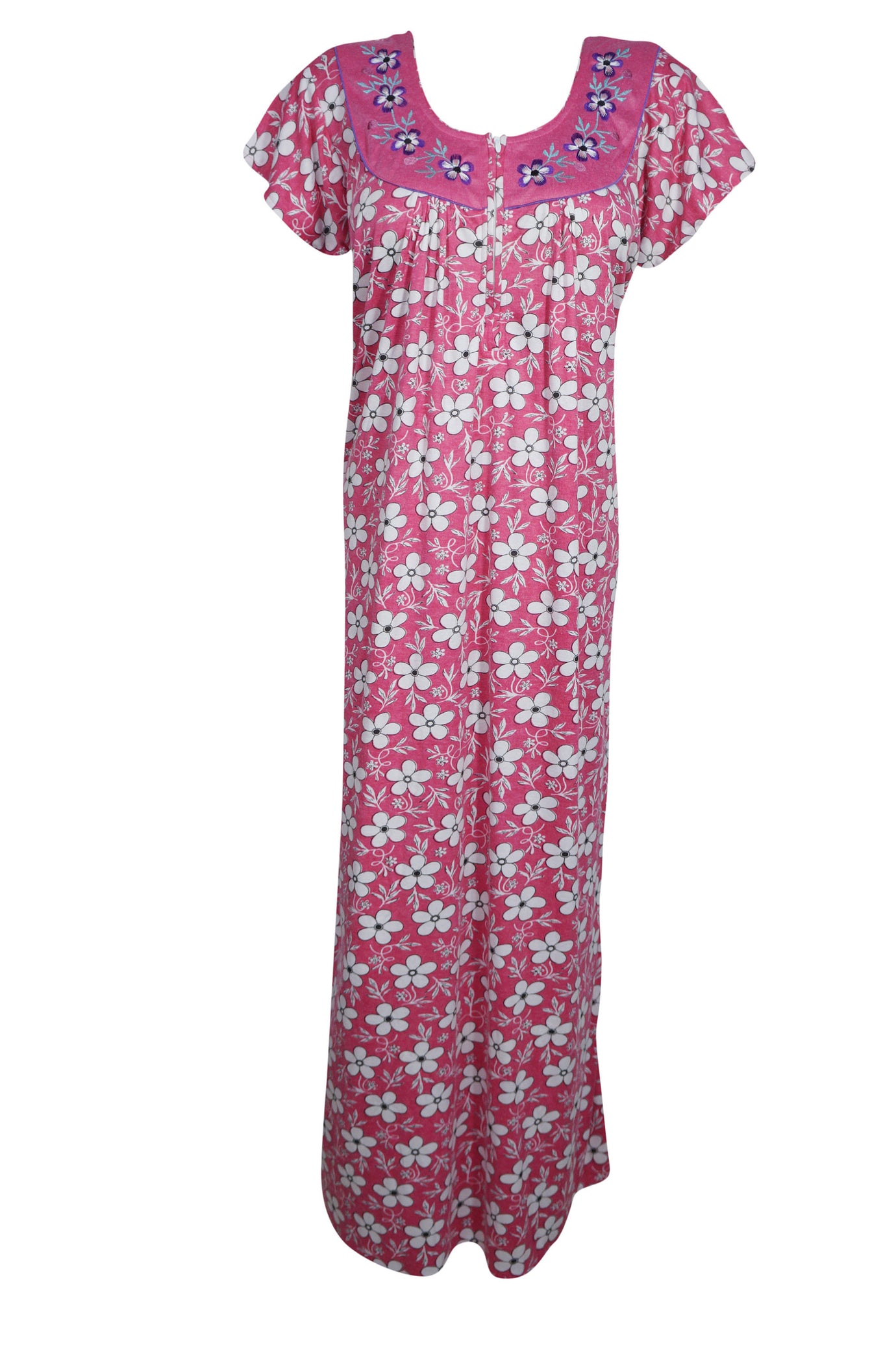 Maxi Dress, Nightgown, Pink Floral Printed Dresses , L