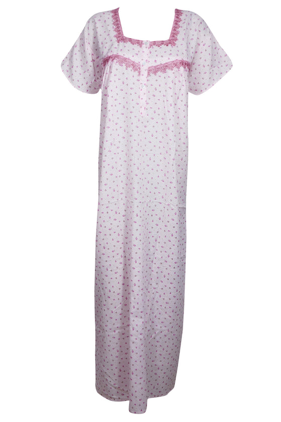 Maxi Caftan Dress, Baby Pink Floral Maternity, Sleepwear, size