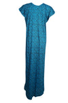 Maxi Dress, Lounger Dress, Teal Blue Floral Printed M