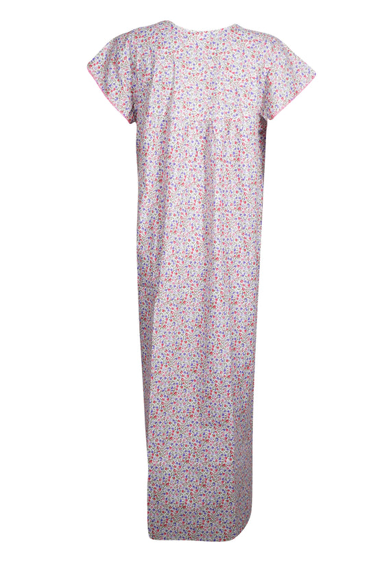 Maxi Caftan Dress, Kaftan, Pink White Daisy Printed M