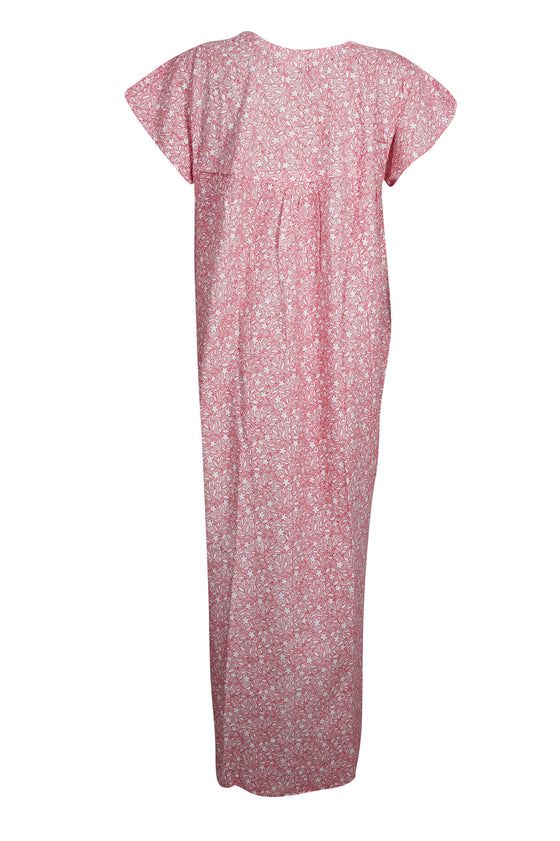 Maxi Caftan Dress, Kaftan, Pink White Floral Printed M