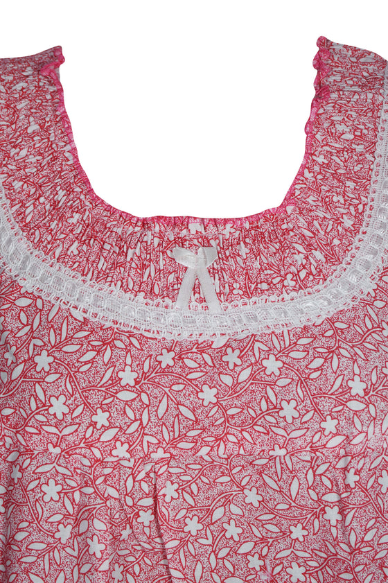 Maxi Caftan Dress, Kaftan, Pink White Floral Printed M