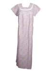Maxi Caftan Dress, Kaftan, Pink White Daisy Printed M