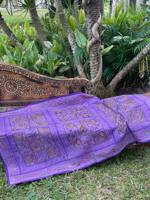  "Vintage Purple Indian Tapestry – Antique Hand-Embroidered Wall Hanging with Intricate Handwork