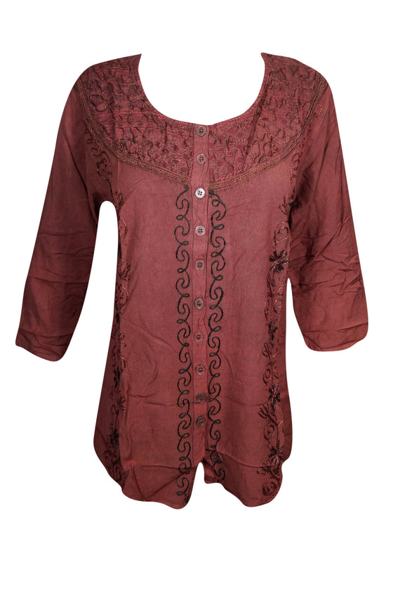 Tunic Top, Button Front Long Sleeves Tunic Top M