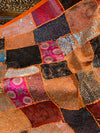 Indian Orange Wall Hanging Tapestry Embroidery Sequins Sari Patchwork