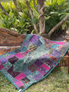 Indian Pink Blue Wall Hanging Tapestry Embroidery Sequins Sari