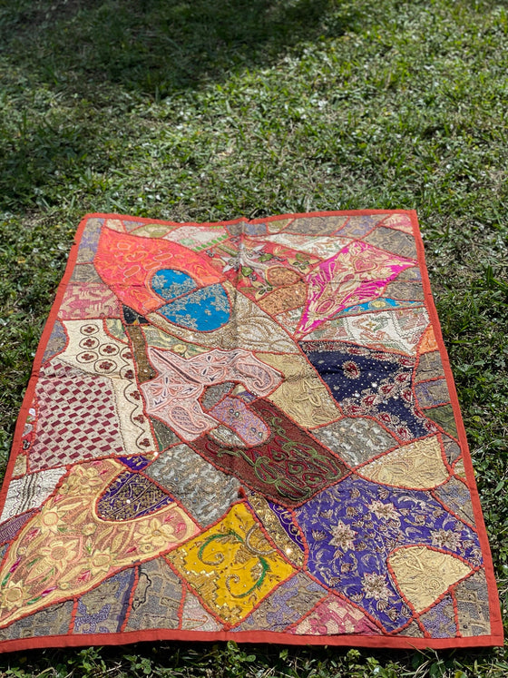 Monsoon Sherbet Orange Tapestry – Embroidered Wall Hanging with Intricate Sequins