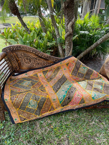  Orange Vintage Indian Tapestry – Bohemian Wall Hanging & Ethnic Wall Decor