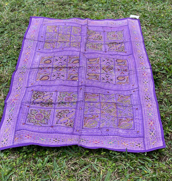 Indian Tapestry Purple Vintage Antique Hand Embroidered Hand Work