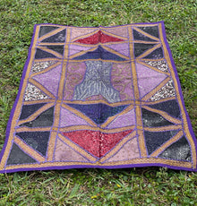  Handmade Wall Hanging Purple Patchwork Wall Decor Hand Embroidery