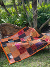 Indian Orange Wall Hanging Tapestry Embroidery Sequins Sari Patchwork