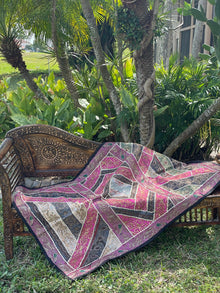  "Pink & Black Indian Tapestry – Handcrafted Wall Hanging for Bold, Artistic Home Décor