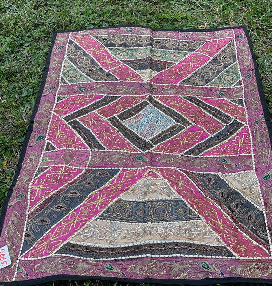 "Pink & Black Indian Tapestry – Handcrafted Wall Hanging for Bold, Artistic Home Décor