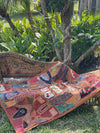 Embroidered Brown Vintage Sari Tapestry Wall Hanging Decor