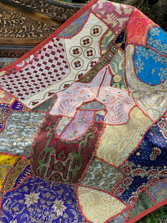Monsoon Sherbet Orange Tapestry – Embroidered Wall Hanging with Intricate Sequins