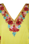 Embellished Floral Short Caftan Yellow Lounger Cover L-3XL