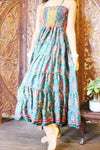 Maxi Skirt, Strapless Dresses Green Purple Floral Printed S/M