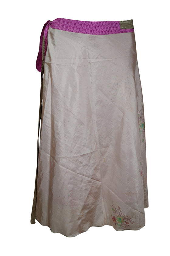 Wrap Skirt, 2 Layer Skirts, Purple Printed Indian Size