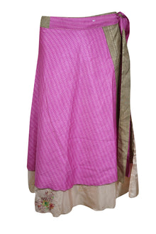  Wrap Skirt, 2 Layer Skirts, Purple Printed Indian Size