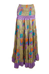 Maxi Skirt, Strapless Dresses Green Purple Floral Printed S/M