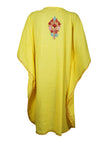 Embellished Floral Short Caftan Yellow Lounger Cover L-3XL