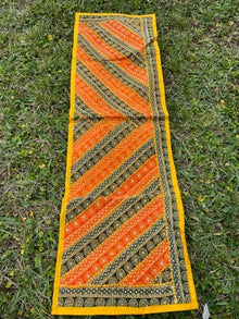  Moroccan Table Runner Orange/Green Sequin Ethnic Hand Made Embroidered