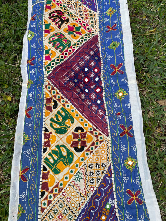 Bohochic Decor Ethnic Patchwork Hand Made Table Runner, Blue