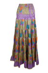 Maxi Skirt, Strapless Dresses Green Purple Floral Printed S/M